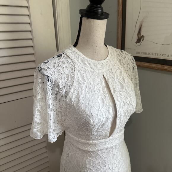 ZACK Dress Womens UK 6 US 2 White Lace Maxi Feminine Romantic Beach Wedding - Picture 4 of 12